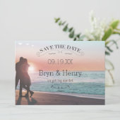 Krijtbord Typografie Jouw Foto Bewaar de Datum Kaart (Staand voorkant)