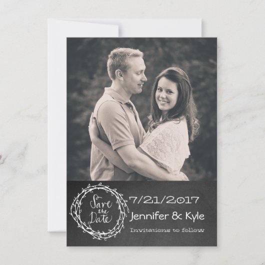 Krijtbord Uiterlijk Huwelijk Opslaan Trouwdatum Aa Kaart (Voorkant)