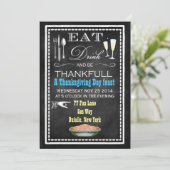 Krijtbord uitnodigingen voor Thanksgiving dinerfee (Staand voorkant)