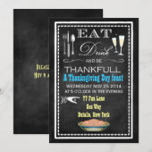 Krijtbord uitnodigingen voor Thanksgiving dinerfee (Voorkant / Achterkant)
