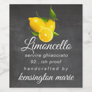 Krijtbord Uitzicht Limoncello Flessen Etiket