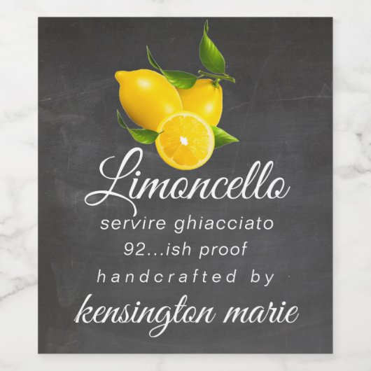 Krijtbord Uitzicht Limoncello Flessen Etiket | (Enkel label)