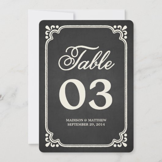 Krijtbord Unie | Tafel Nummers Kaart (Voorkant)