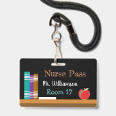 Krijtbord verpleegster plastic badge haltespas (Voorzijde met lanyard)