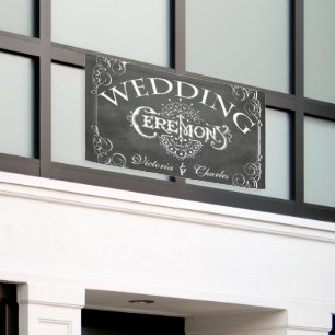 Krijtbord Vintage Typografie Trouwen Spandoek