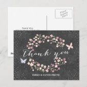 Krijtbord Vlinder & Bloemen Dank u Briefkaart (Voorkant / Achterkant)