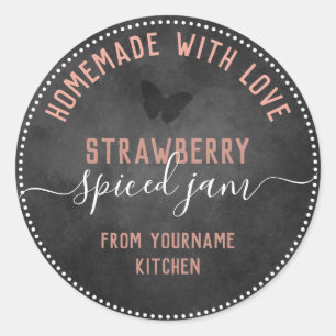 Krijtbord vlinder Fancy Script Thuisgemaakte Jam Ronde Sticker