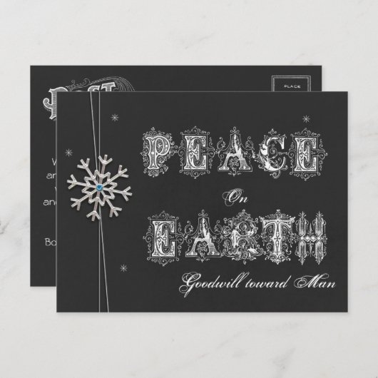 Krijtbord Vrede op Aarde Goodwill naar Man Snow Feestdagenkaart (Voorkant / Achterkant)