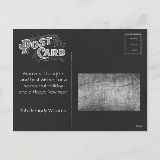 Krijtbord Vrede op Aarde Goodwill naar Man Snow Feestdagenkaart (Achterkant)