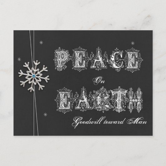 Krijtbord Vrede op Aarde Goodwill naar Man Snow Feestdagenkaart (Voorkant)