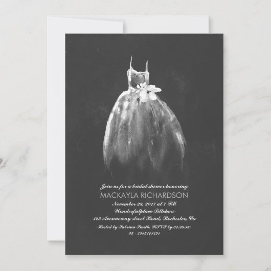 Krijtbord Vrijgezellenfeest Elegante Trouwjurk Kaart (Voorkant)