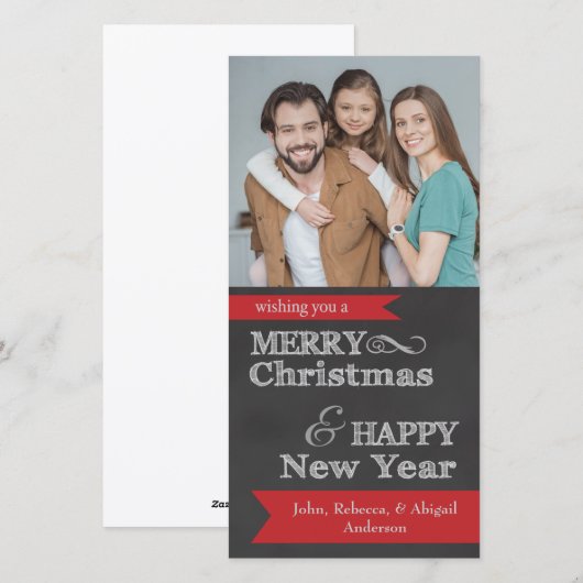 Krijtbord Vrolijk Kerstfeest Foto Kerstmis Kaart (Voorkant / Achterkant)