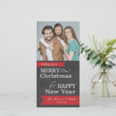 Krijtbord Vrolijk Kerstfeest Foto Kerstmis Kaart (Staand voorkant)