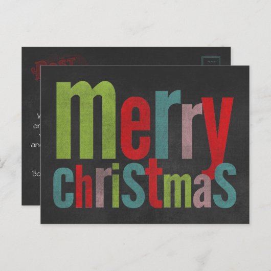 Krijtbord Vrolijk Kerstfeest Kleur Kaart (Voorkant / Achterkant)