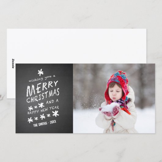 KRIJTBORD VROLIJKE KERST | VAKANTIEFOTOKAART FEESTDAGENKAART (Voorkant / Achterkant)