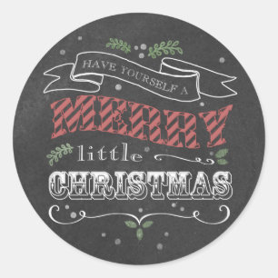 Krijtbord Vrolijke Kerstmis Ronde Sticker