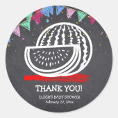 Krijtbord Watermeloen Tekening Baby shower Ronde Sticker (Voorkant)