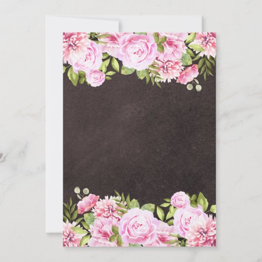 Krijtbord Waterverf Bloem Bruidsdouche Kaart (Achterkant)