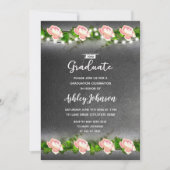 Krijtbord Waterverf Bloemen Afstuderen Uitnodiging (Voorkant)