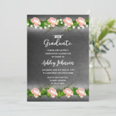 Krijtbord Waterverf Bloemen Afstuderen Uitnodiging (Staand voorkant)