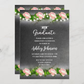 Krijtbord Waterverf Bloemen Afstuderen Uitnodiging (Voorkant / Achterkant)