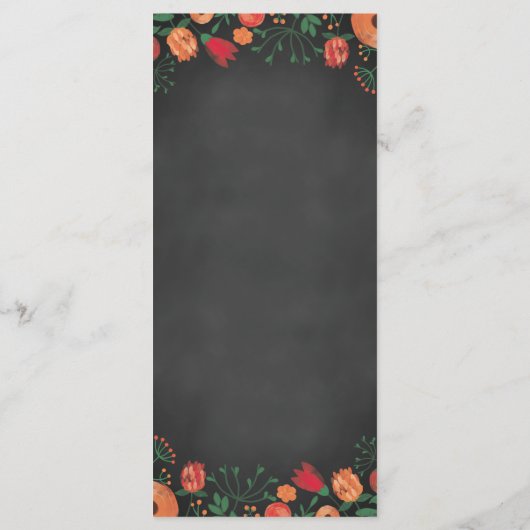 Krijtbord Waterverf Bloemen Sinaasappel Trouwmenu Menu (Achterkant)