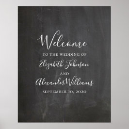 Krijtbord welkomstkaart afdruk. Modern grijs bruil Poster