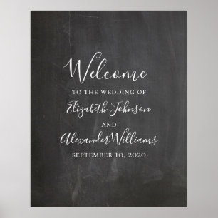 Krijtbord welkomstkaart afdruk. Modern grijs bruil Poster