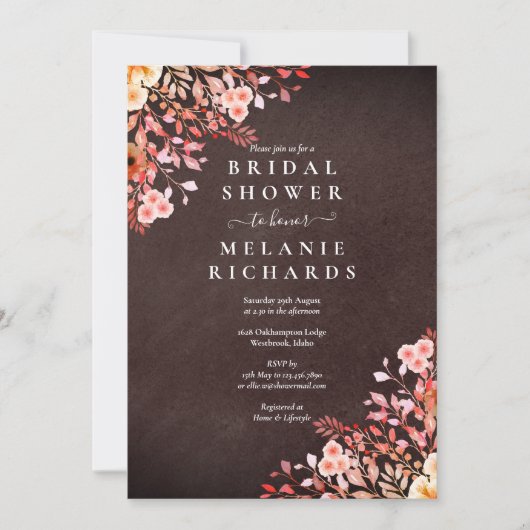 Krijtbord Wilde Bloemen Bruiloft Feest Kaart (Voorkant)