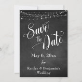 Krijtbord, wit licht en script, de datum opslaan save the date (Voorkant)