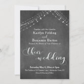 krijtbord wit licht snaren kalligrafie bruiloft kaart (Voorkant)