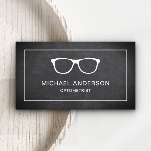 Krijtbord Witte bril Oogarts Optometrist Visitekaartje