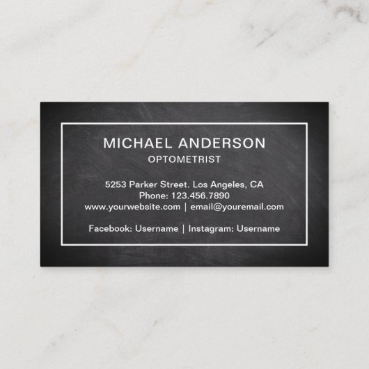 Krijtbord Witte bril Oogarts Optometrist Visitekaartje (Achterkant)
