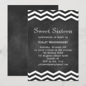 Krijtbord & witte Chevrons Sweet 16 Uitnodiging (Voorkant / Achterkant)