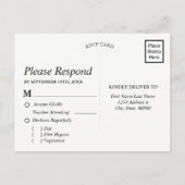 Krijtbord Witte Roos Gouden Frame RSVP Maaltijd Uitnodiging Briefkaart (Achterkant)