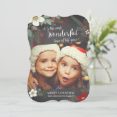 Krijtbord Wonderbaarlijke Kerst Florale Fotokaart Feestdagenkaart (Staand voorkant)