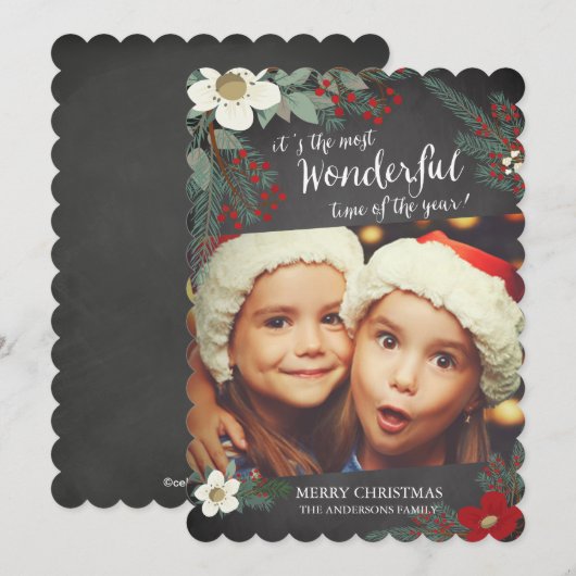 Krijtbord Wonderlijke Kerst Bloemige Foto Kaart (Voorkant / Achterkant)