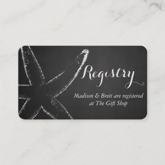 Krijtbord Zeester Nautische Huwelijk Informatiekaartje (Voorkant)