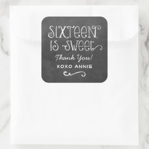 Krijtbord Zestien is Lief Bedankt Vierkante Sticker