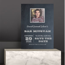 Krijtbord Zilveren Bar Mitzvah Foto Opslaan van de