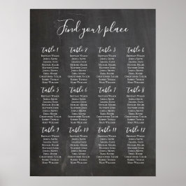 Krijtbord zitplaatsenkaart afdruk. Modern huwelijk Poster