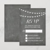 Krijtbord Zomer Slingerlicht Bruiloft RSVP Kaartje (Voorkant / Achterkant)