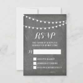 Krijtbord Zomer Slingerlicht Bruiloft RSVP Kaartje