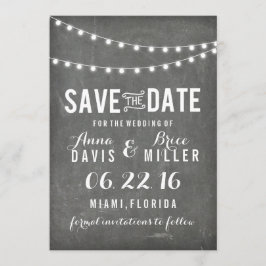 krijtbord zomer string licht opslaan van de datum save the date