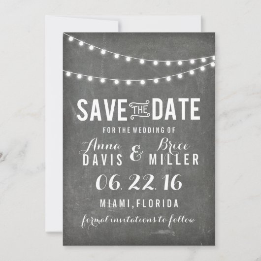 krijtbord zomer string licht opslaan van de datum save the date (Voorkant)