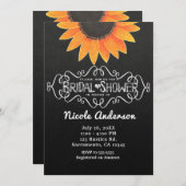 Krijtbord Zonnebloem Landelijke Bruiloft Kaart (Voorkant / Achterkant)