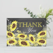 Krijtbord Zonnebloem Rustiek Modern Dank u Bedankkaart (Staand voorkant)