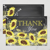 Krijtbord Zonnebloem Rustiek Modern Dank u Bedankkaart (Voorkant / Achterkant)