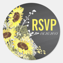 Krijtbord Zonnebloem Rustieke Bruiloft RSVP Label