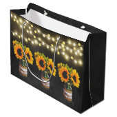 Krijtbord Zonnebloem Rustieke String Lights Gift B Large Cadeautasje (Voorkant Gekanteld)